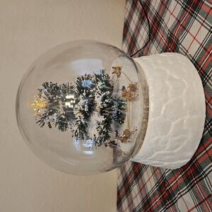 HSN 12" Tall Electrical Animated Musical Snow Globe with Fiber Optic Tree